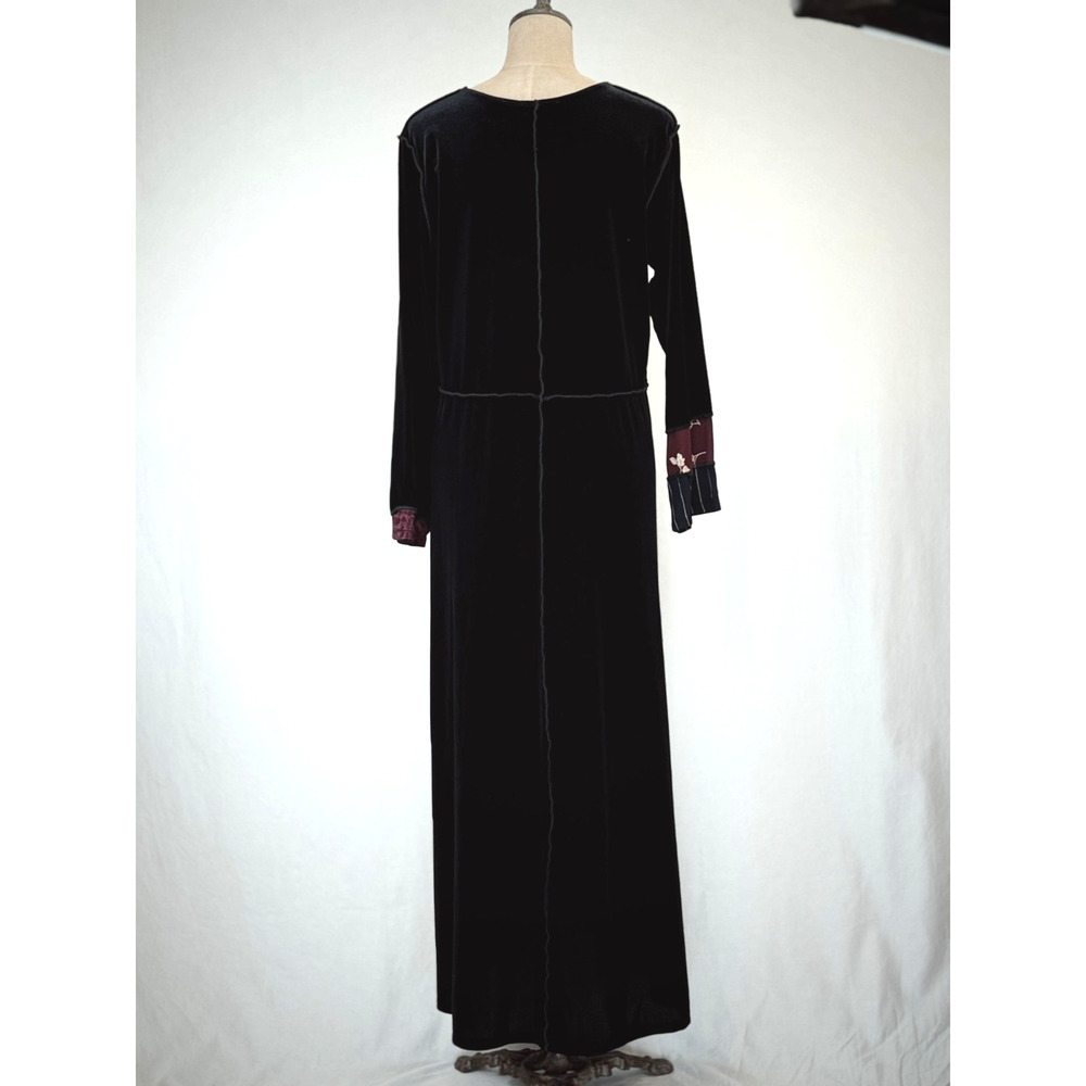 90's Something Old Something New Black Velvet Maxi Dress XL #1-0154 - Picture 3 of 12